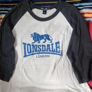 Lonsdale London Black and White Raglan T-Shirt